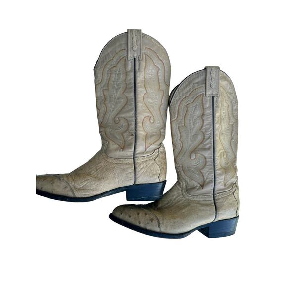 El General Ostrich Leather Western Cowboy Boots Mens Size 26.5 - Picture 3 of 9